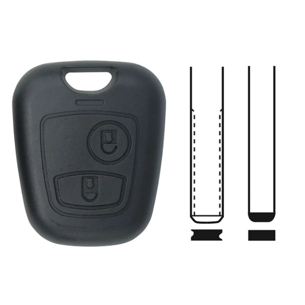 Coque de Clé 2 Boutons pour Peugeot 107, 307; Citroën Berlingo, C1, C2, C3 – Remplacement Facile